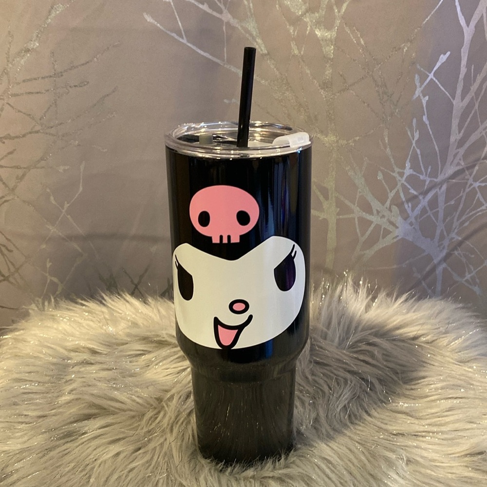 BNWT Bioworld 40oz KUROMI HELLO KITTY Black Stainless Steel Tumbler
